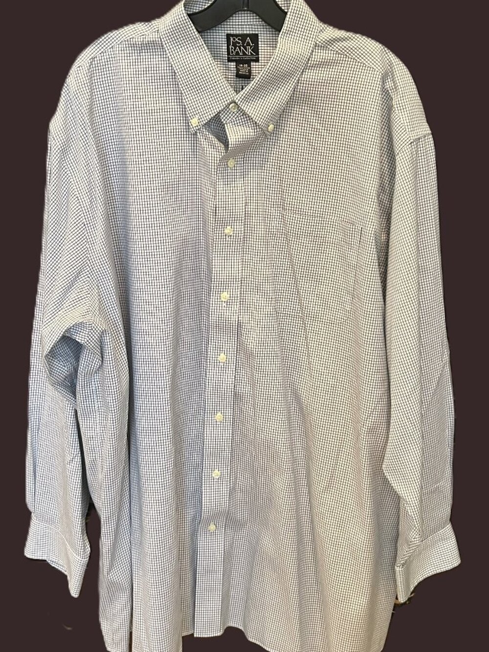 Jos A Bank Traveler Collection Button Down Shirt 18.5 Big & Tall Blue Check
